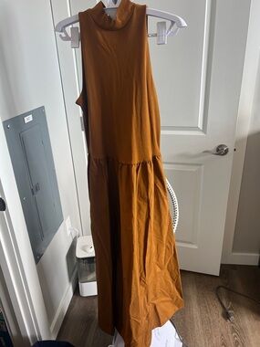 a new day Sleeveless Mock Neck Maxi Dress in Rust Brown